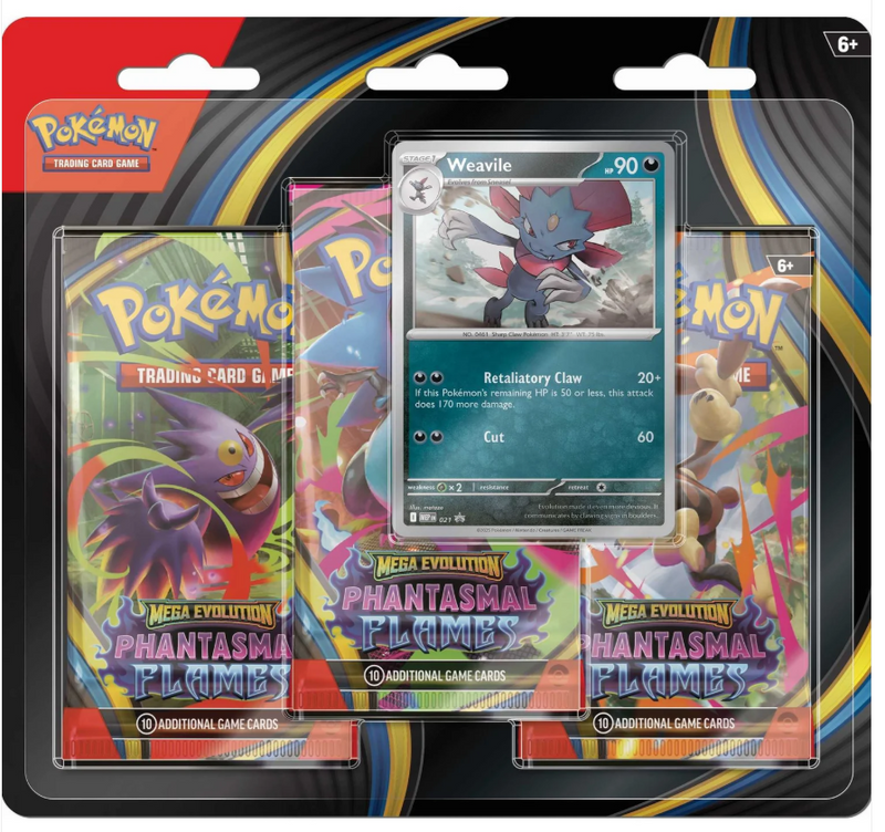 Pokémon TCG: Mega Evolution Phantasmal Flames - 3-pack blister (one of each)
