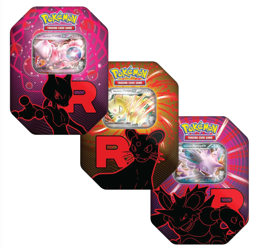 Pokemon TCG Team Rocket Set of 3 Tins Brand New & Sealed