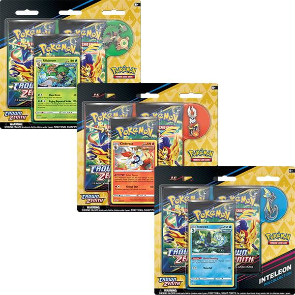 Pokémon TCG: Sword & Shield 12.5 Crown Zenith Pin Collection - Rillaboom/ Cinderace/ Inteleon (1 of each)