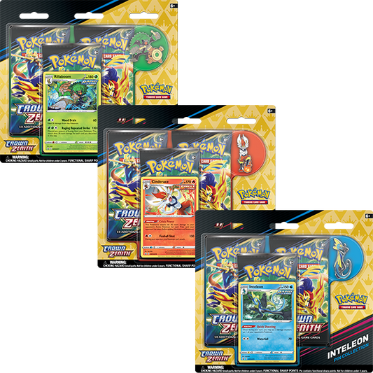 Pokémon TCG: Sword & Shield 12.5 Crown Zenith Pin Collection - Rillaboom/ Cinderace/ Inteleon (1 of each)